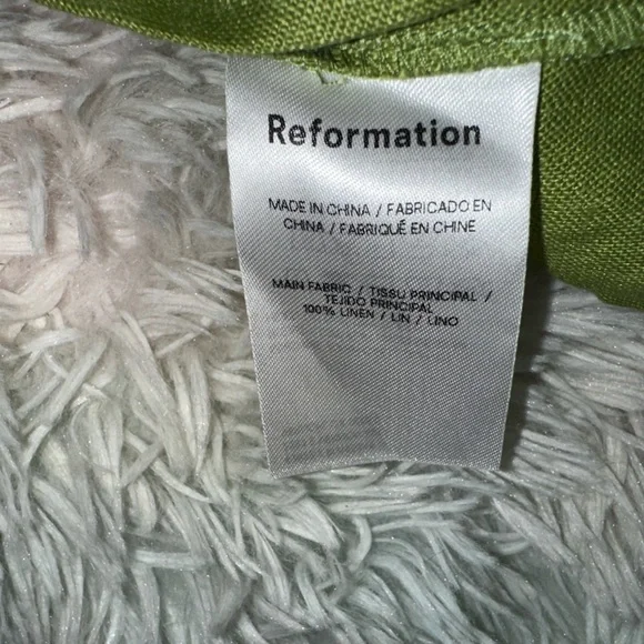 New  Reformation Miso Linen Green Mini Dress Size 2 - Picture 5 of 7